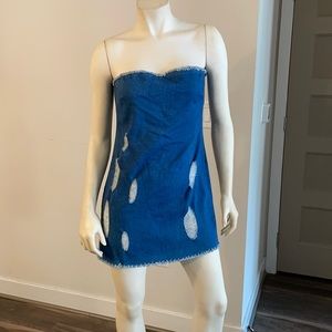 Denim strapless mini dress